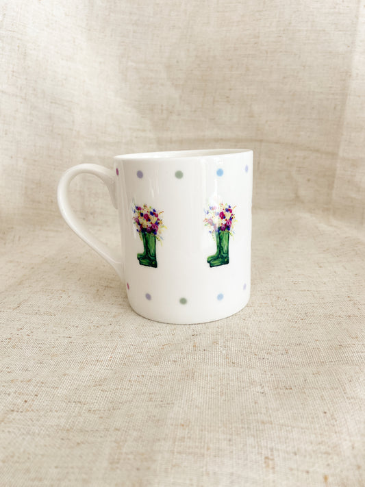 Bloomin Wellies | Welly Boot Fine Bone China Mug | 10 oz