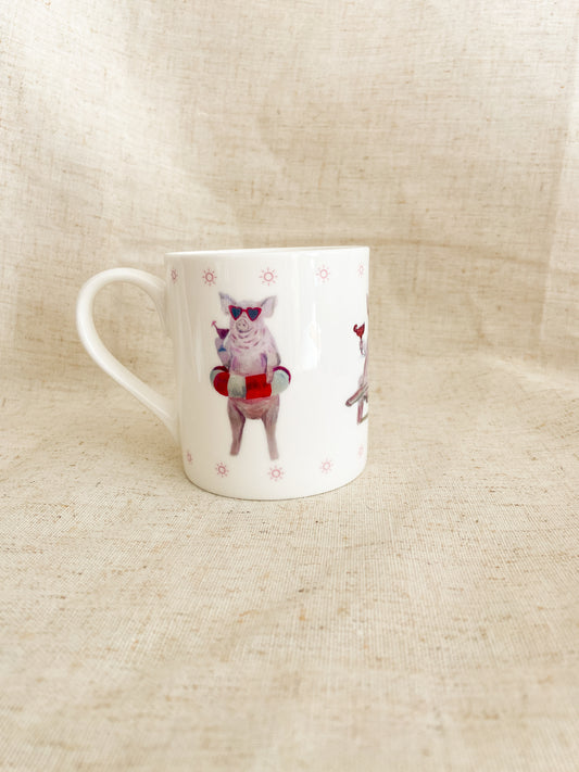 Holiday Pig | Pig Fine Bone China Mug | 10 oz