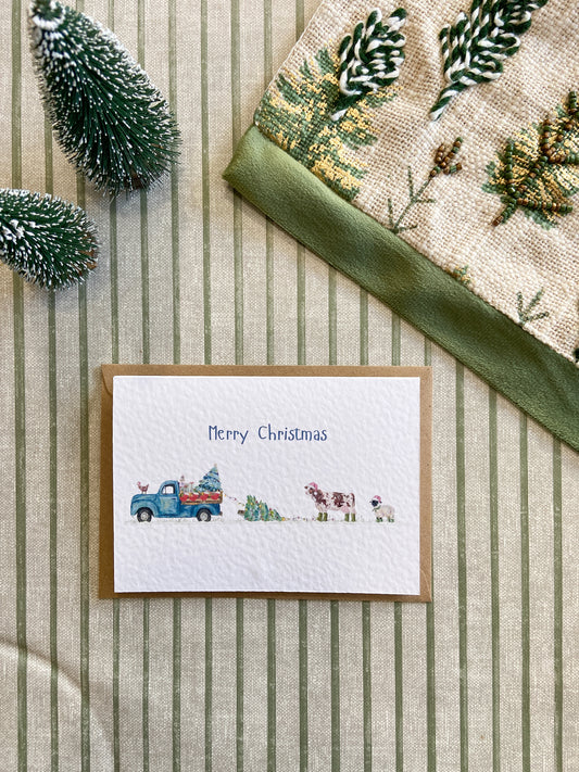 Christmas Card - The Truck, Tree & friends