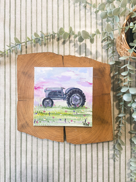 "The Little Grey Fergie" | Original Mini Painting  |  H. Watterson Art 