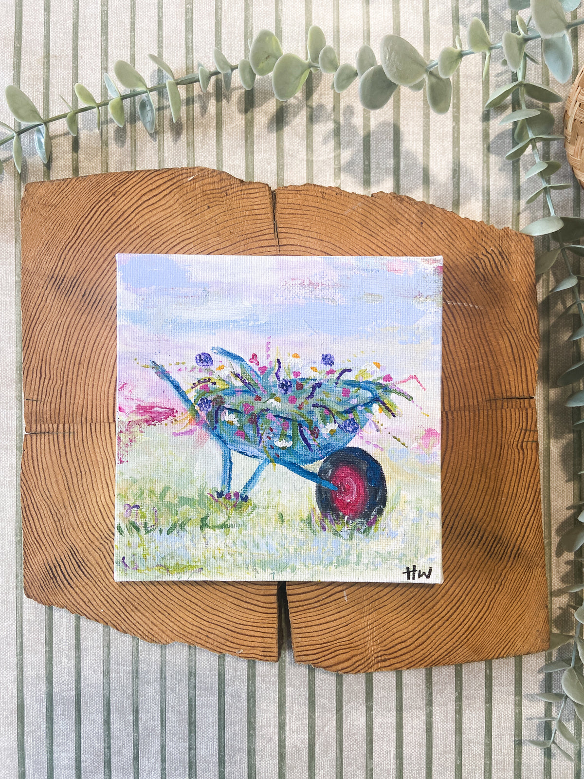 "The Wheelbarrow" | Original Mini Painting  |  H. Watterson Art 