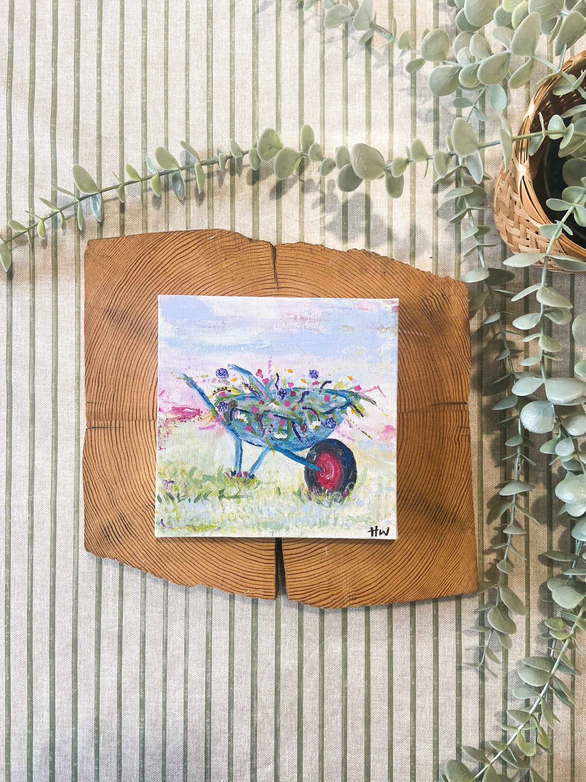 "The Wheelbarrow" | Original Mini Painting  |  H. Watterson Art 