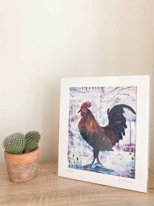 Vincent | Rooster Art Print | Colourful Farm Animal Print