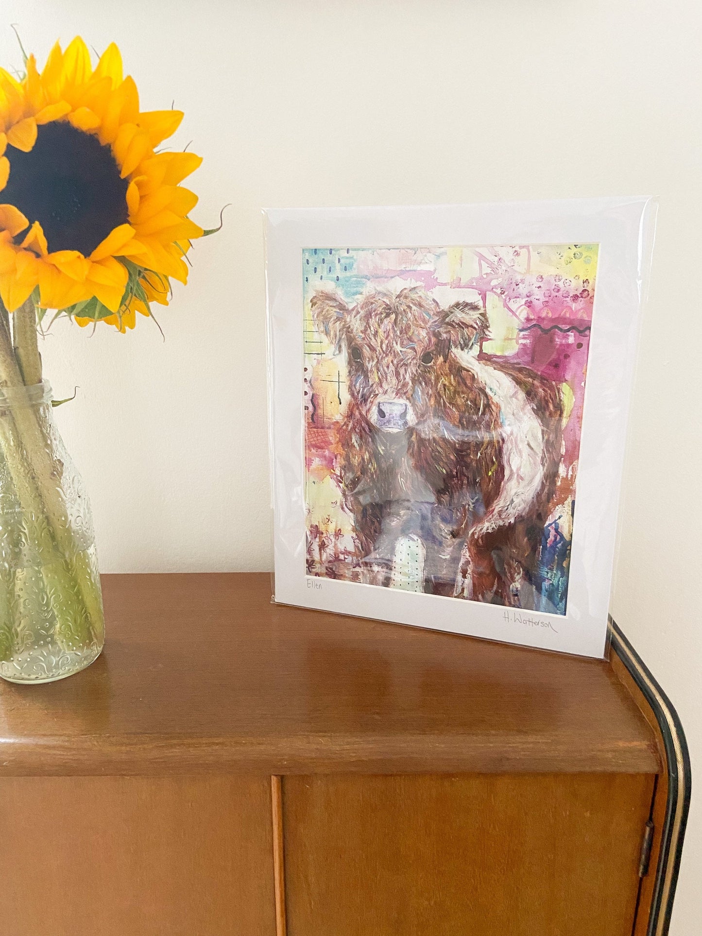 Ellen | Belted Galloway Cow Art Print | Colourful Farm Animal Print