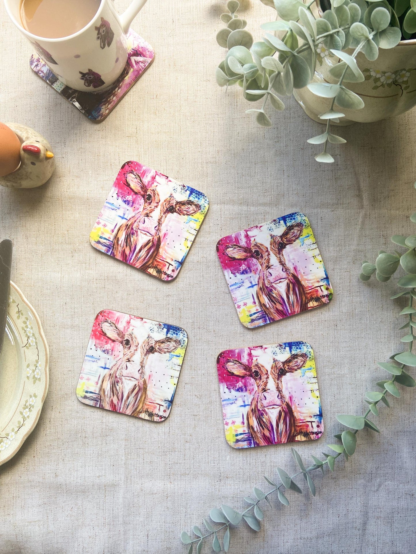 Hazel | Ayrshire Cow CoasterCoaster | Colourful Farm Animal Drink Coaster