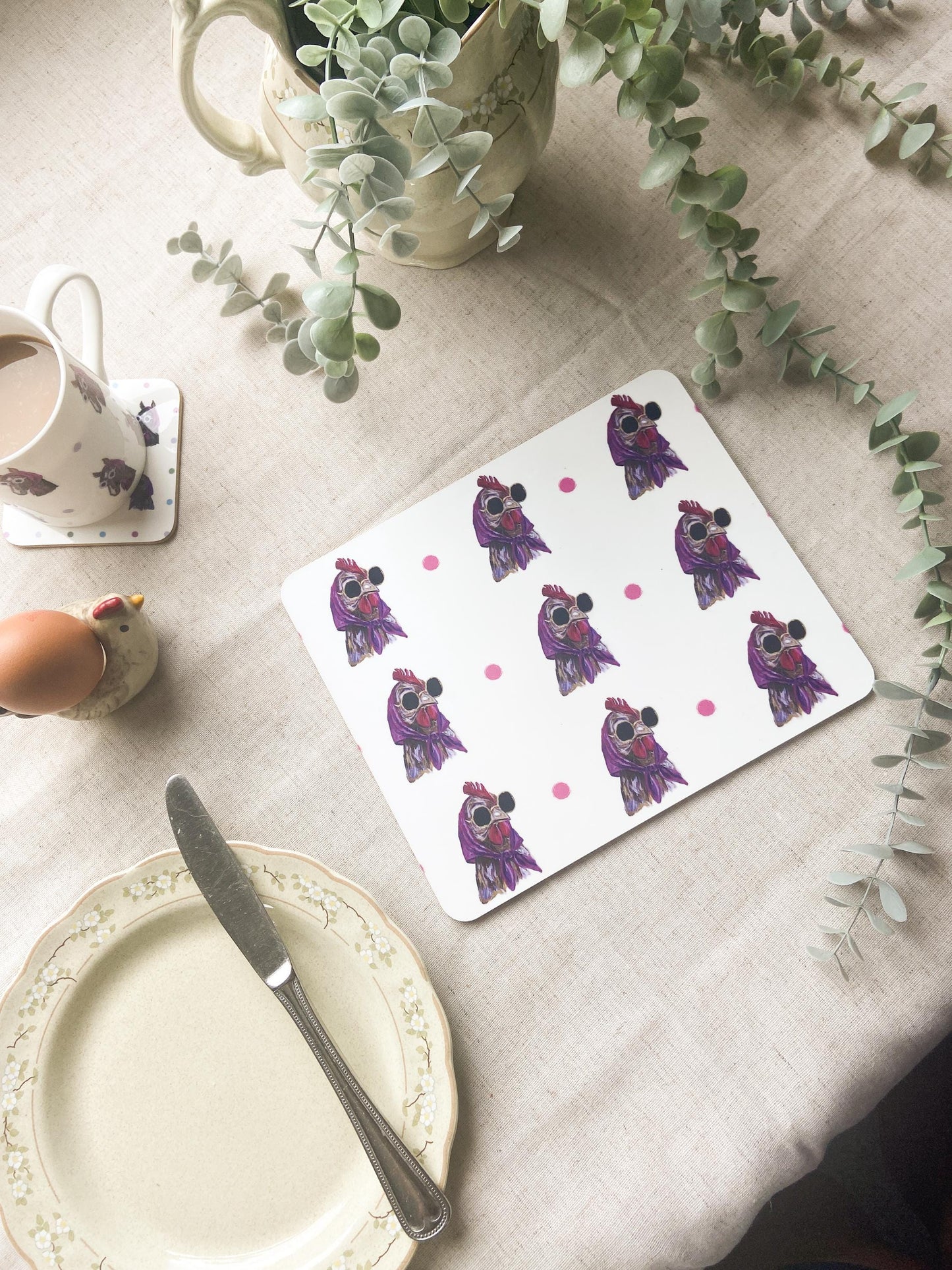 The Sunglass Ladies | Brown hen Placemat | Country Kitchen Table Mat