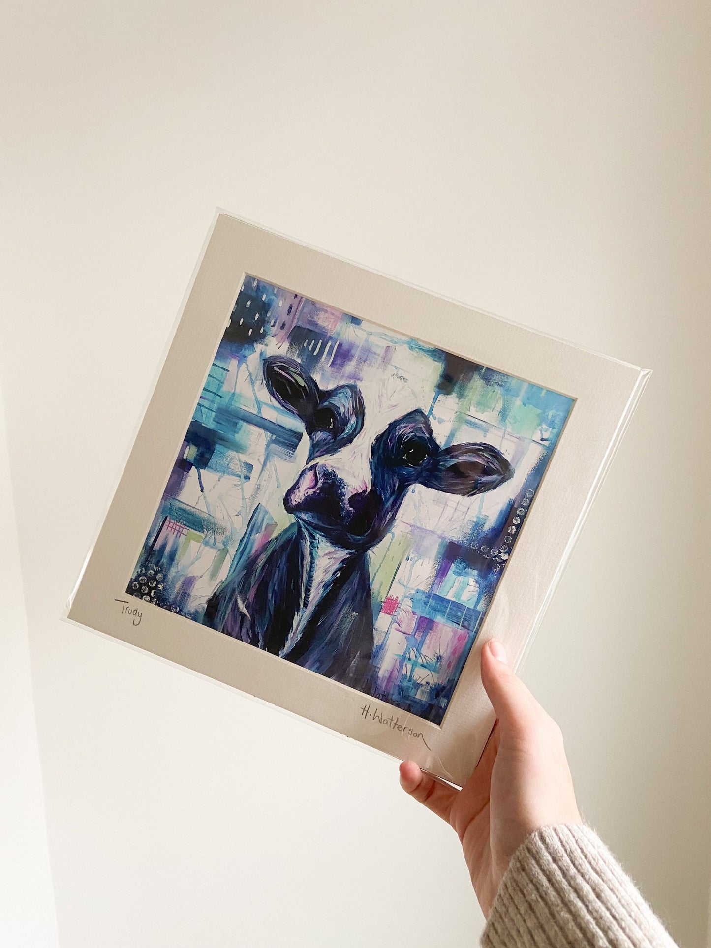 Trudy | Dairy Cow Art Print | | Colourful Farm Animal Print