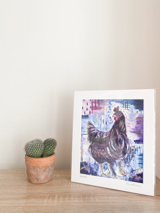 Henrietta | Hen Art Print | Colourful Farm Animal Print