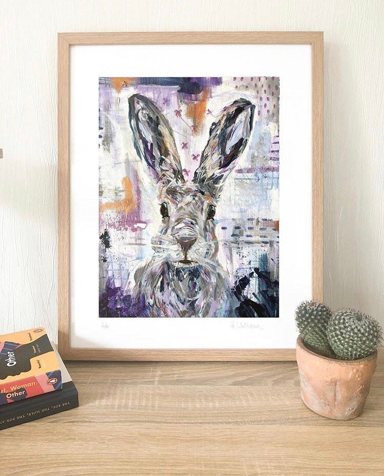 Ruby| Framed Hare Art Print | Farm Animal Print | Oak Framed Print