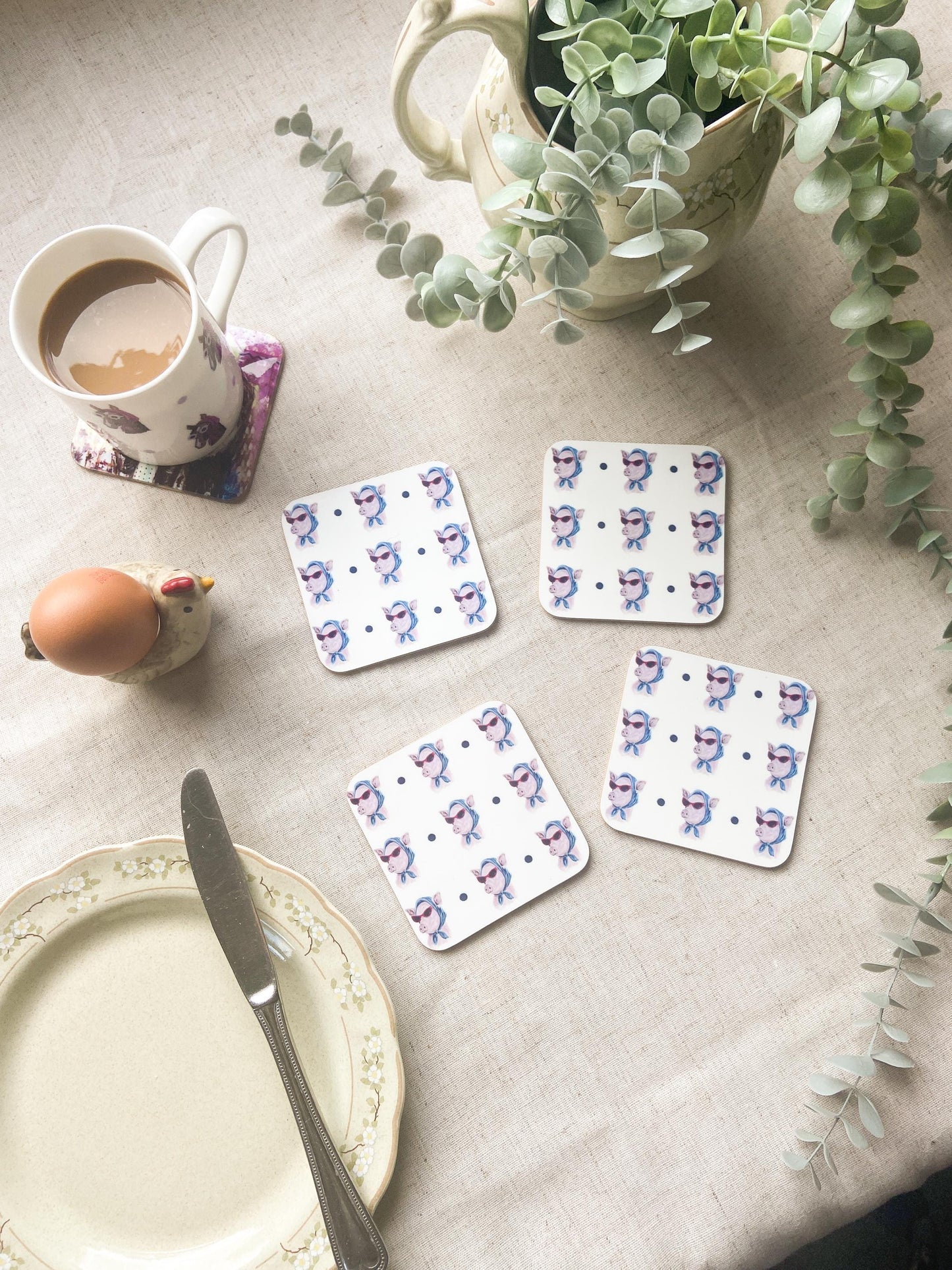 The Sunglass Ladies Coaster Set | Farm Animal Coasters | Set of 4