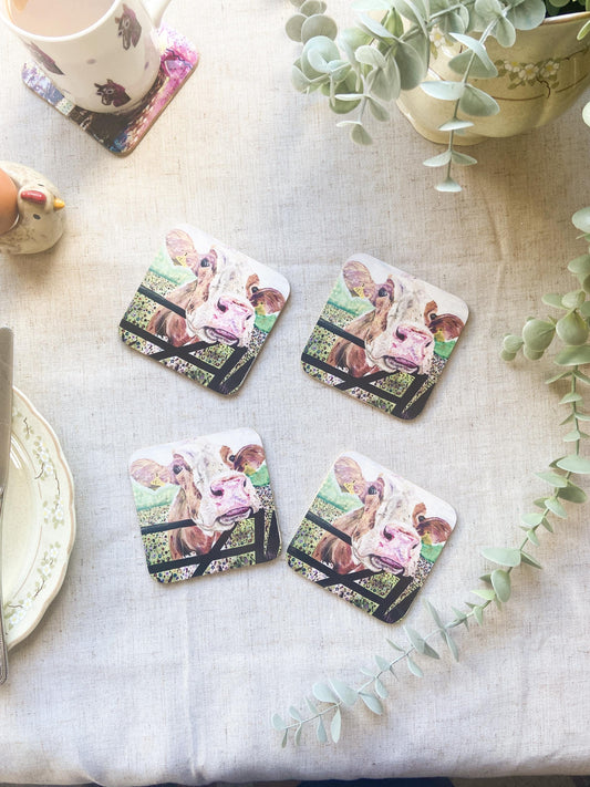 Betty | Ayrshire Cow Coaster| Colourful Farm Animal Drink Coaster