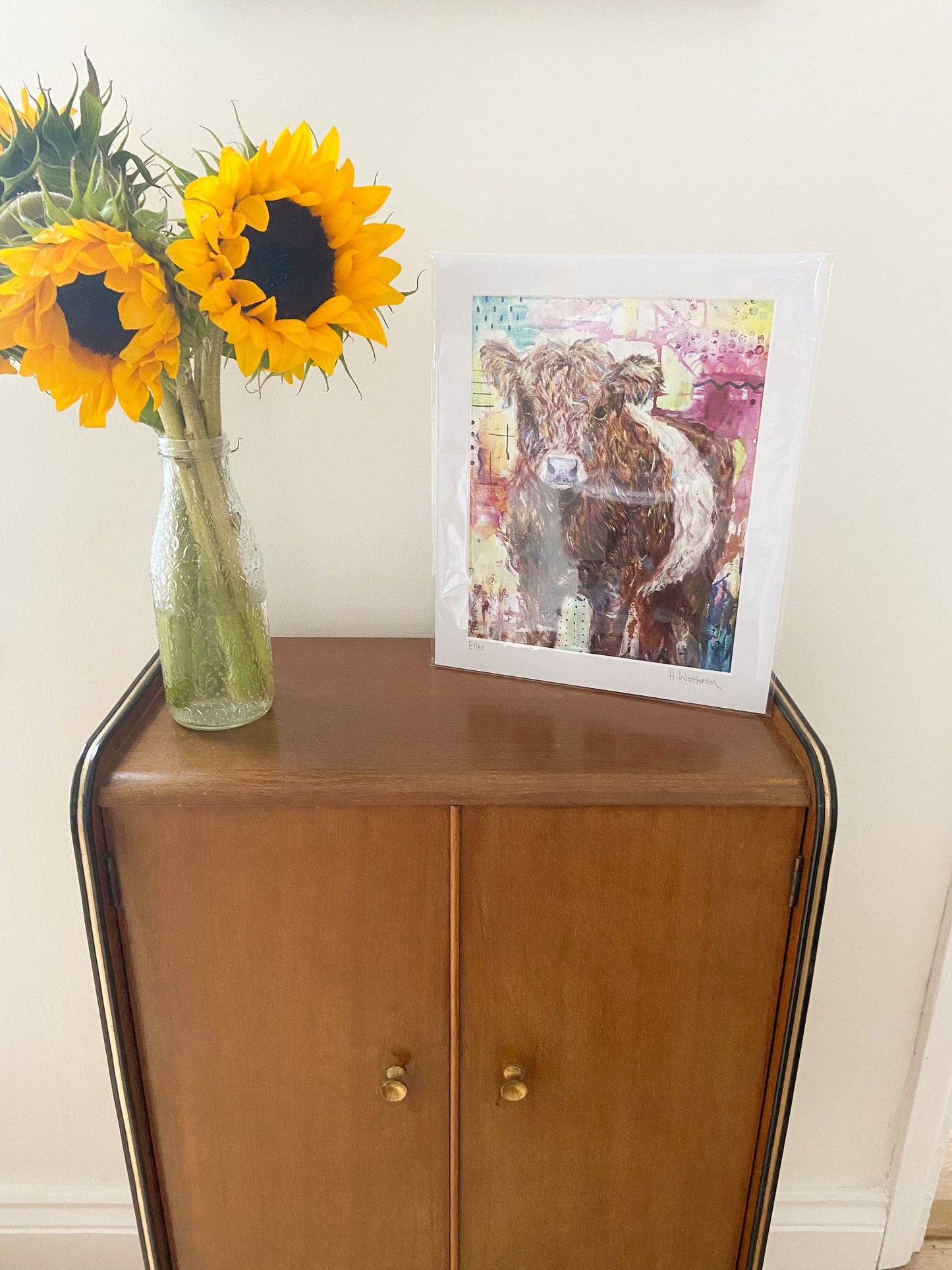 Ellen | Belted Galloway Cow Art Print | Colourful Farm Animal Print