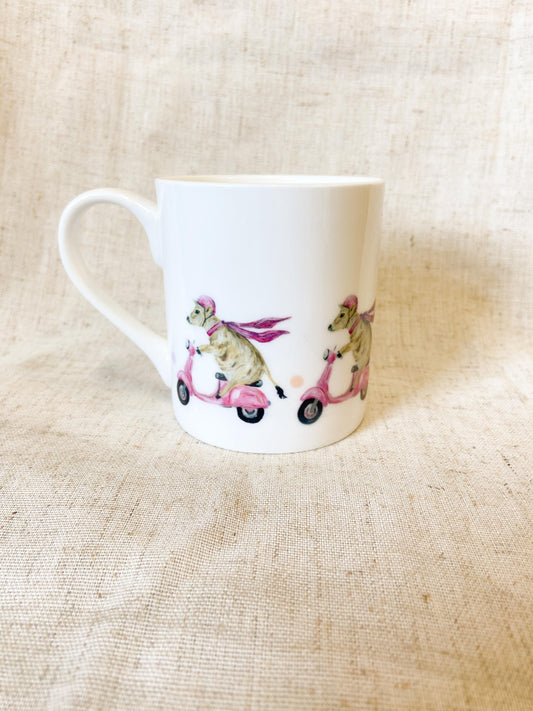 Jersey Scooter lady |  Cow Fine Bone China Mug | 10 oz