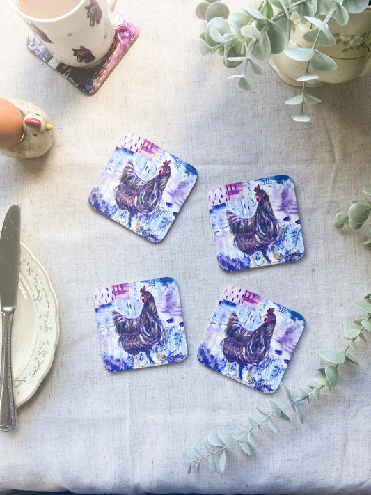 Henrietta | Brown Hen Coaster | Colourful Farm Animal Drink Coaster