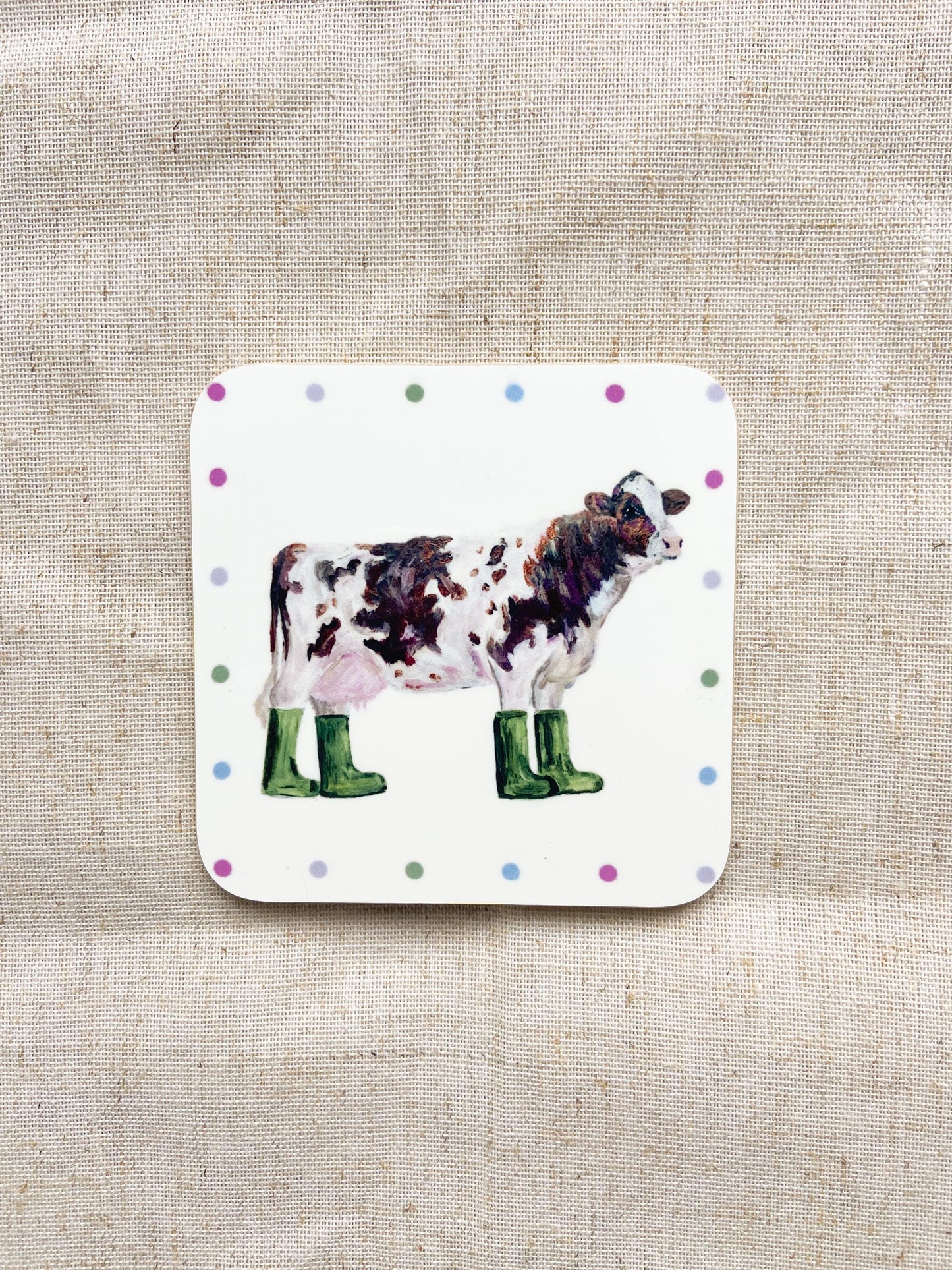 Cow | Welly Boot lady | Farm Animal Coaster |