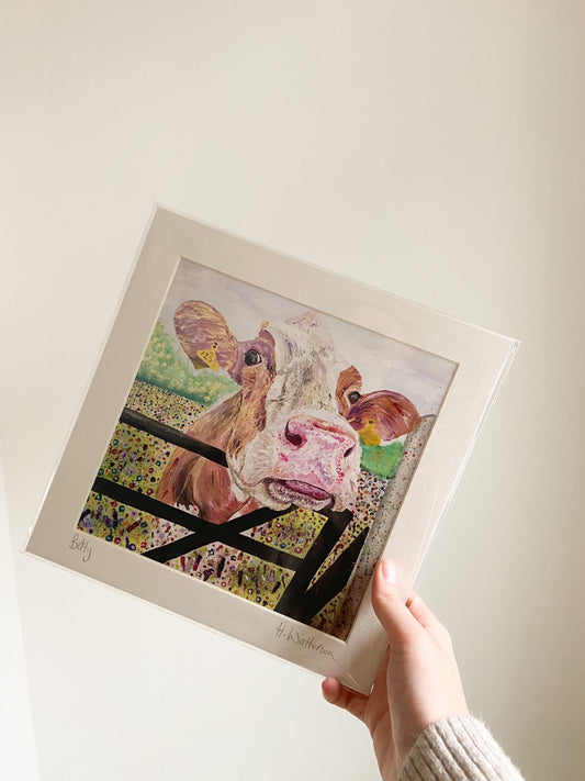 Betty | Ayrshire Cow Art Print | Colourful Farm Animal Print