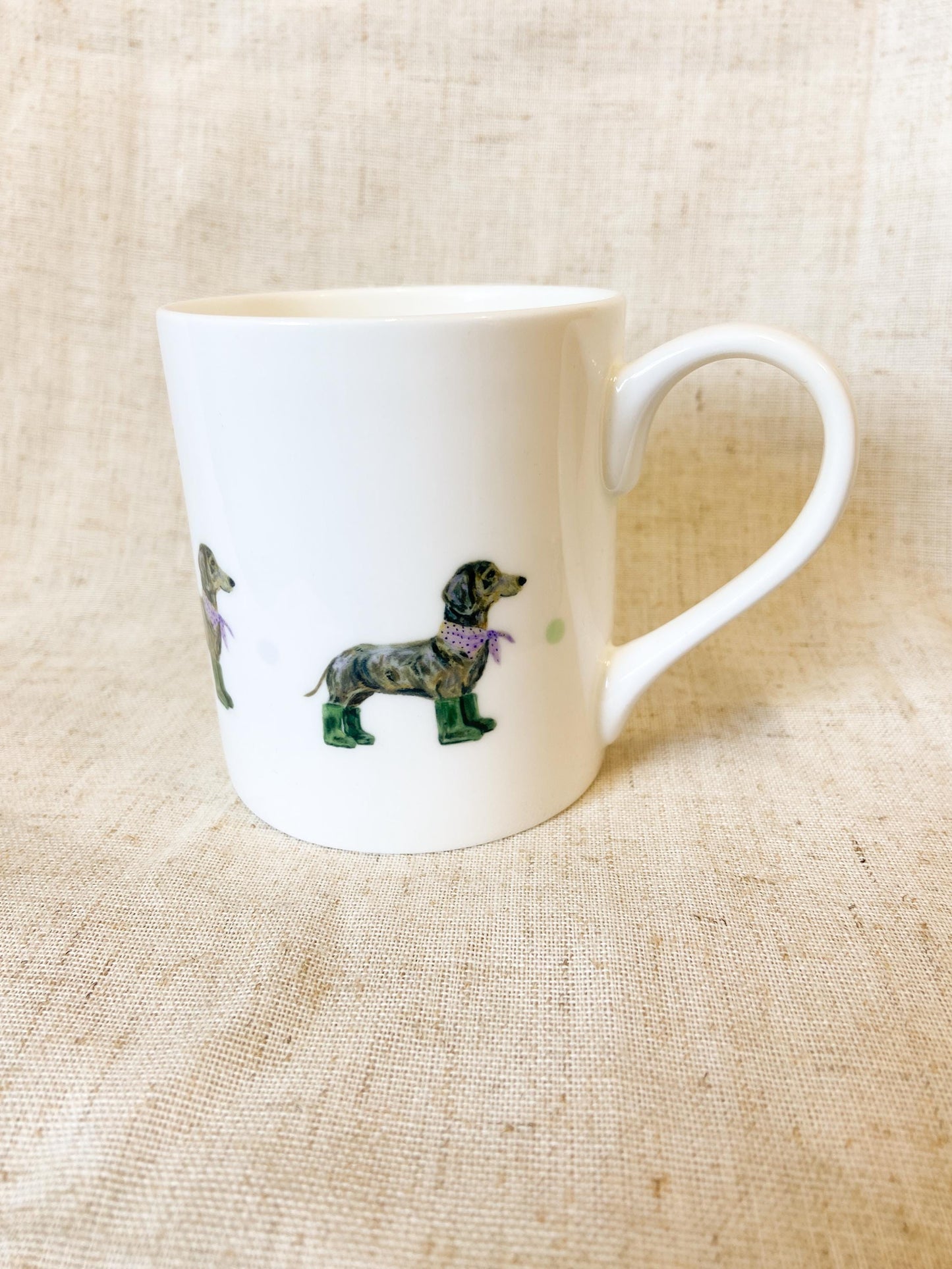 Olive | Welly Boot Dachshund dog Fine Bone China Mug | 10 oz