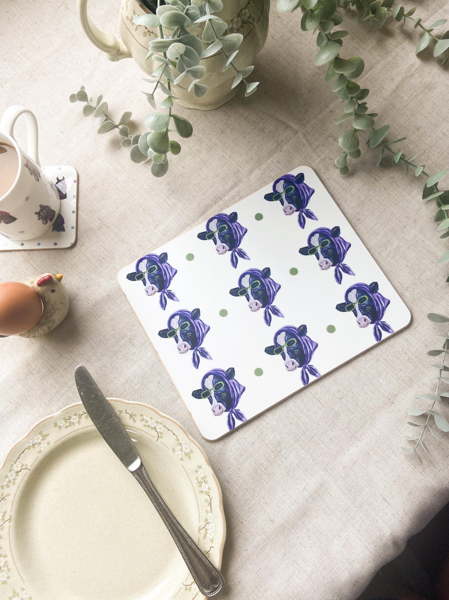The Sunglass Ladies | Dairy Cow Placemat | Country Kitchen Table Mat