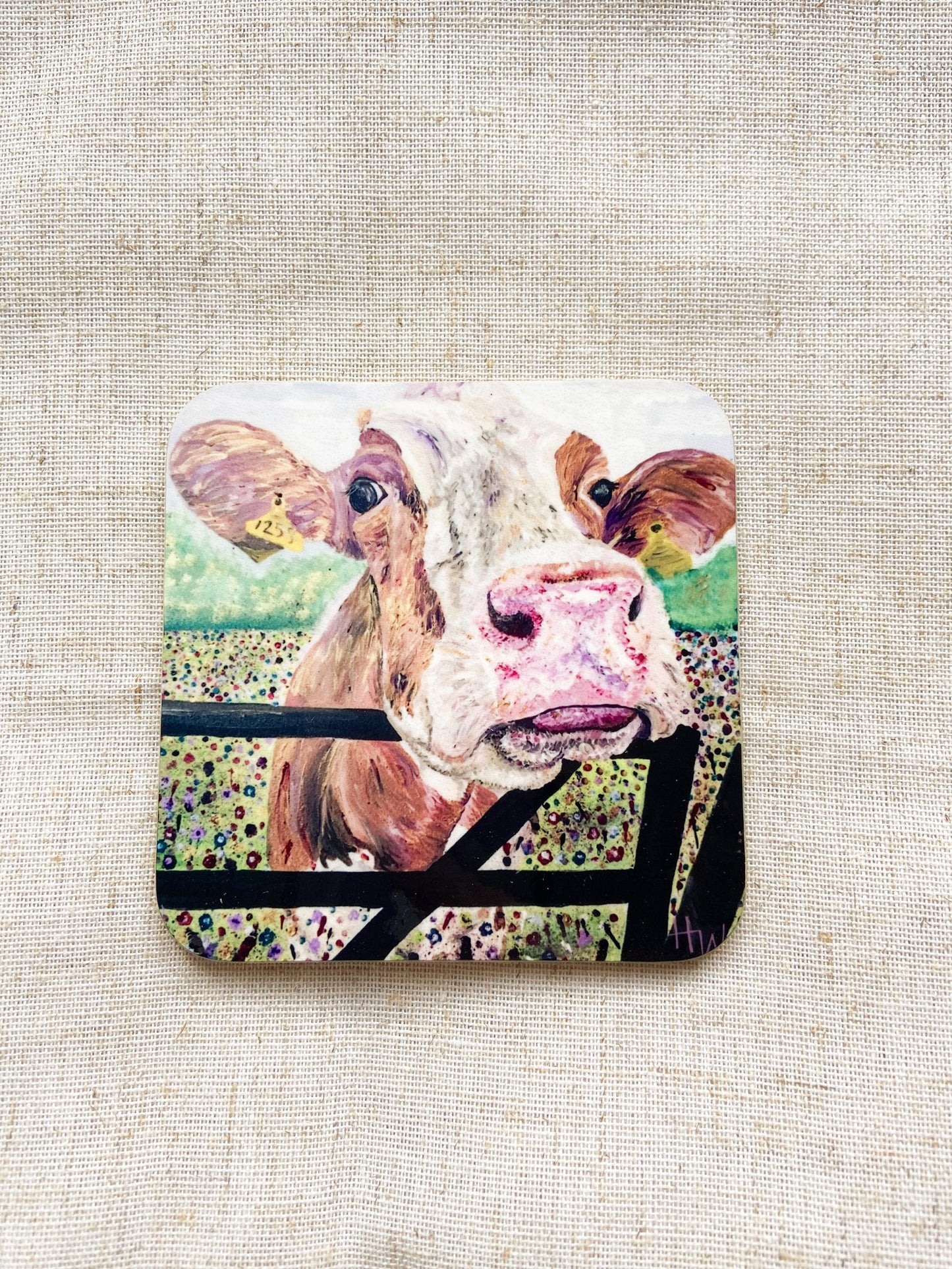 Betty| Ayrshire Cow Coaster | Colourful Farm Animal Drink Coaster