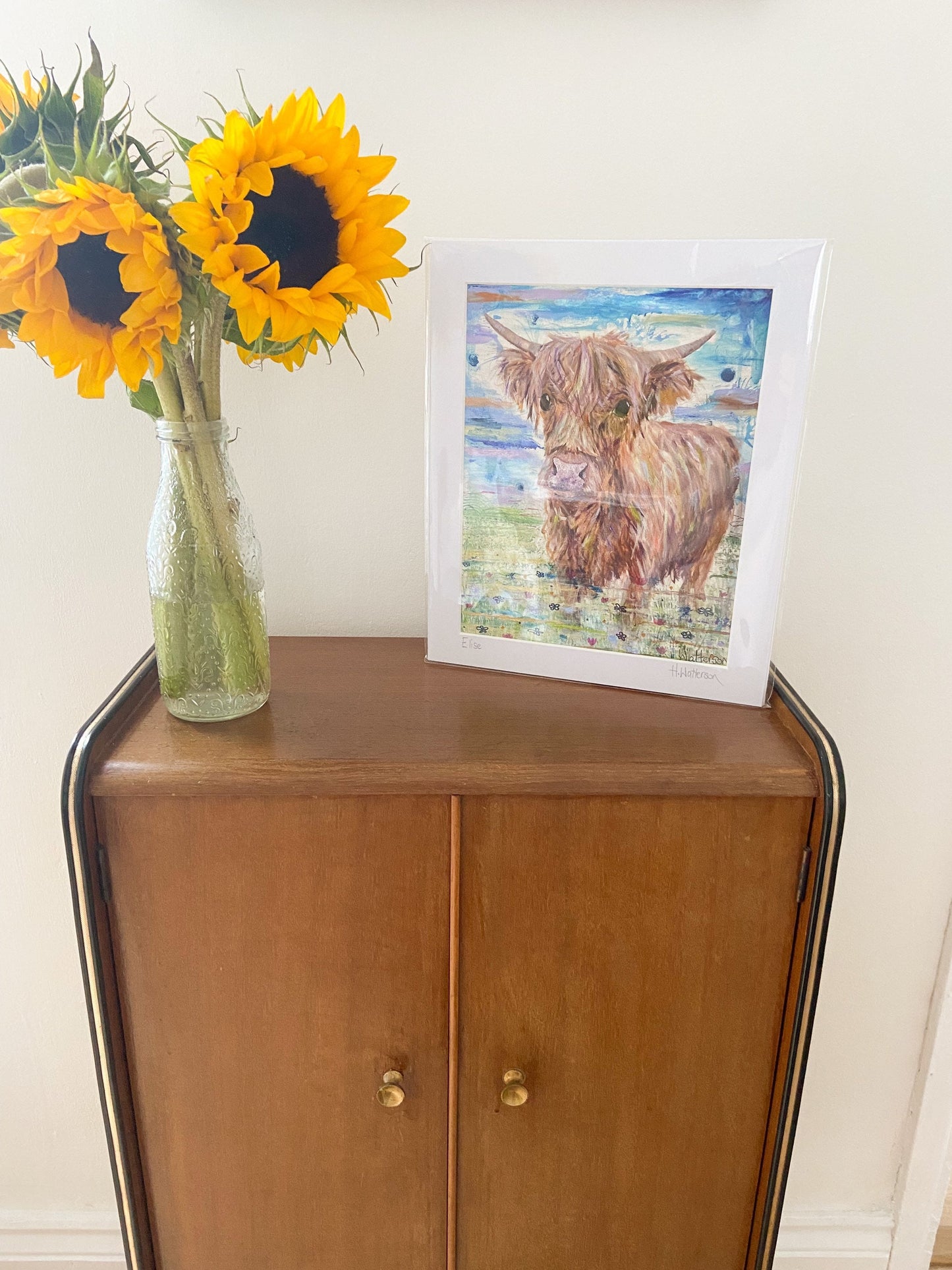Elsie | Highland Cow Art Print | Colourful Farm Animal Print