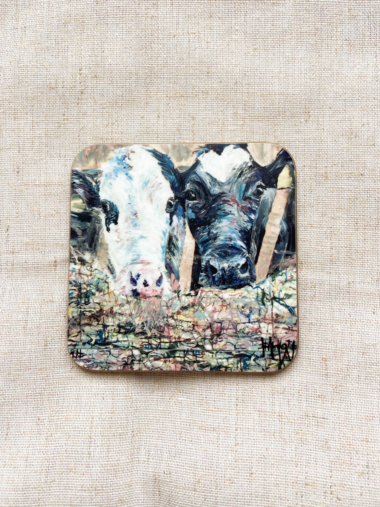 Penny & Jenny |Dairy Cow Coaster | Colourful Farm Animal Drink Coaster