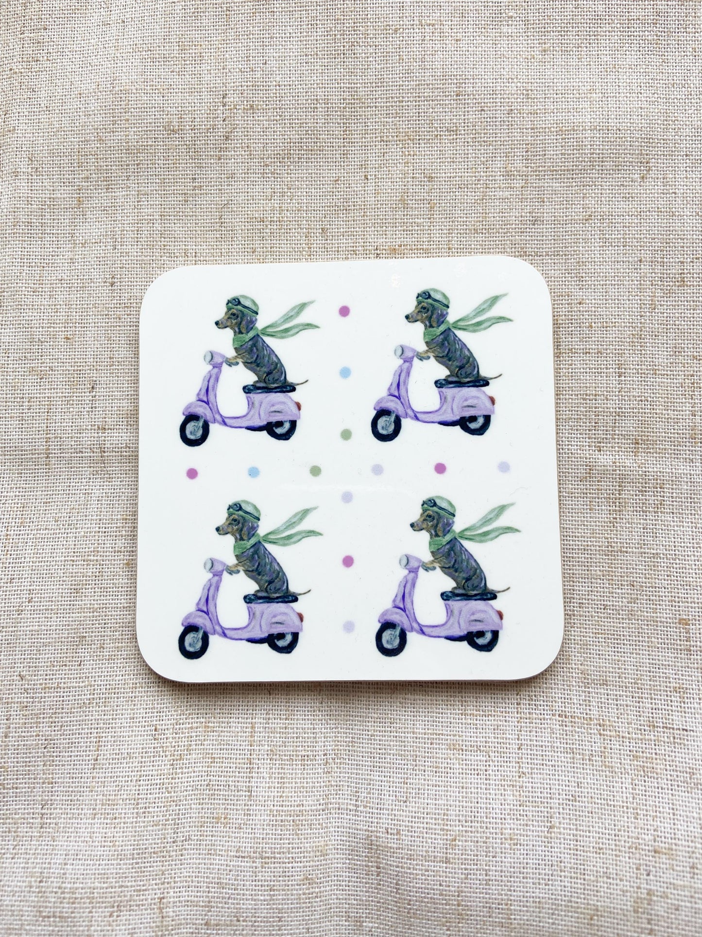 Scooter Animal Coaster Set | Dachshund, Cow, Sheep & Pig | Country Kitchen Gift